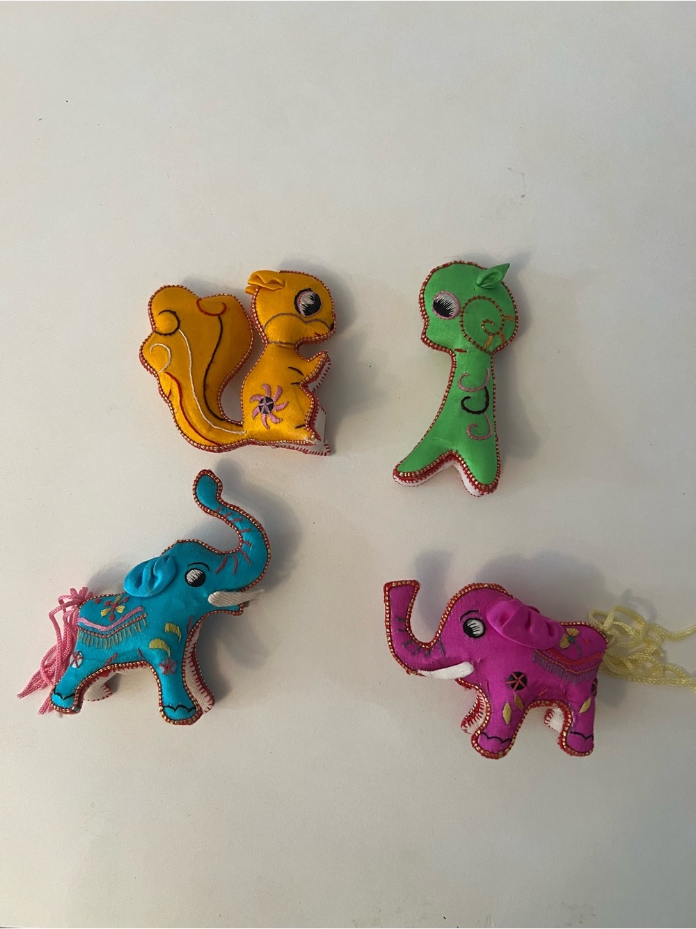 Vintage Handmade Indian Embroidered Stuffed Animal Ornaments. Set of 10. - Picture 6 of 10